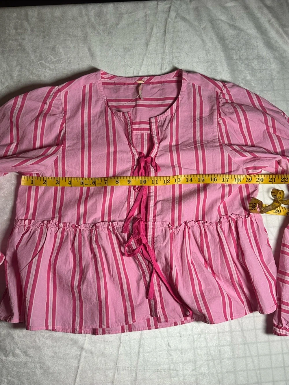 Free People pink peplum tie front Brunch Babe Blouse size small